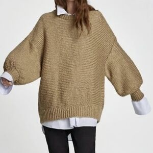 Zara Chunky Knit Tan Sweater